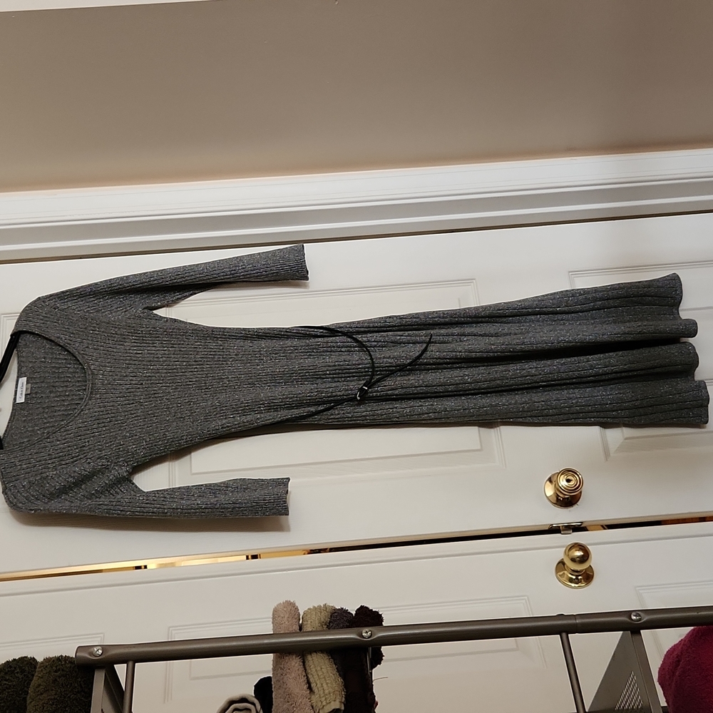 Calvin Klein knit, silver, sweater dress. Never worn, size medium.